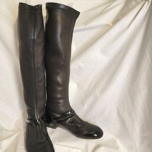 CHANEL Black Lambskin Riding Style Boots 36